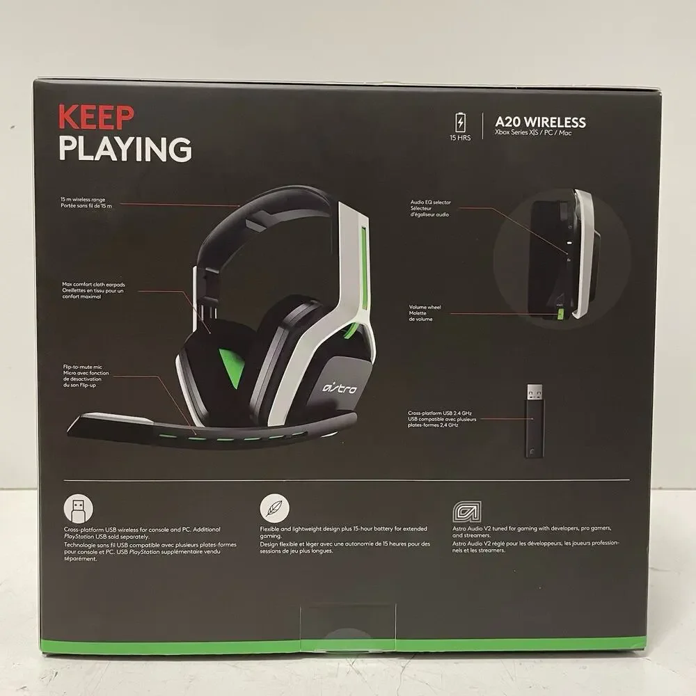 Astro A20 GEN 2 Wireless Gaming Headset Multi-Platform PC PS5 Green/White New